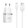 Мережевий зарядний пристрій HOCO C12 Smart dual USB (iP cable)charger set White (6957531047766)