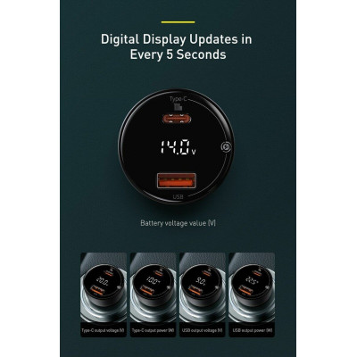 АЗП Baseus Superme Digital Display PPS Dual Quick Charger Car Charger Black (CCZX-01) - зображення 8