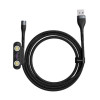 Кабель Baseus Zinc Magnetic Safe Fast Charging Data Cable USB to Type-C 3A 1m Gray+Black - зображення 3