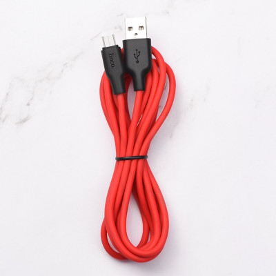 Кабель HOCO X21 Plus USB to Micro 2.4A, 2м, силикон, силиконовые разъемы, Черный+Красный (6931474713841) - изображение 3