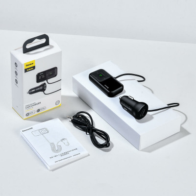 АЗП з FM-модулятором Baseus T typed S-16 wireless MP3 car charger（English) Black - зображення 6