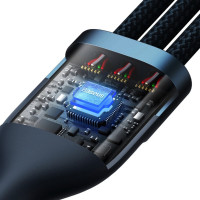 Кабель Baseus Flash Series Ⅱ Two-for-three Charging Cable U+C to M+L+C 100W 1.2m Blue (Цвет Синий) - фото № 5