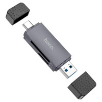 Кардрідер HOCO HB45 Spirit 2-in-1 USB/Type-C 3.0 card reader Metal gray (Цвет Metal Gray) - фото № 2