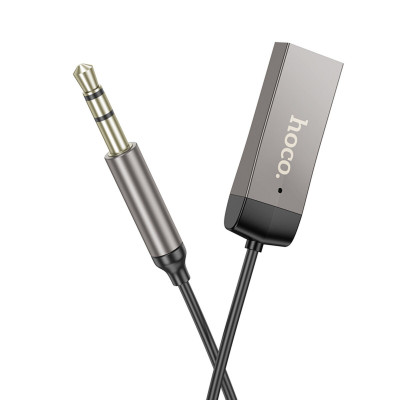 Bluetooth-ресивер HOCO E78 Benefit car AUX BT receiver with cable Black Metal Gray - зображення 3