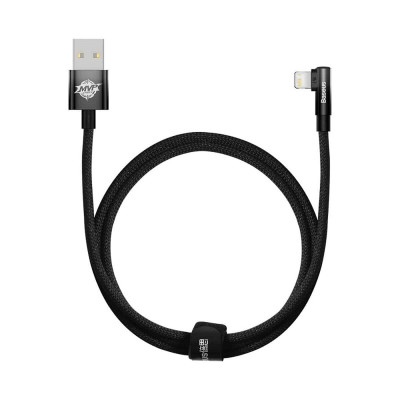 Кабель Baseus MVP 2 Угловой кабель для быстрой зарядки данных USB to iP 2.4A 1 м Черный (CAVP000001) - изображение 1