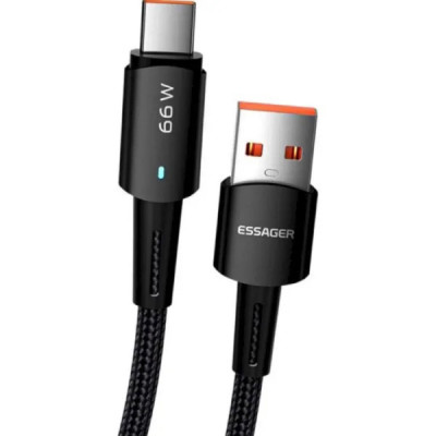 Кабель ESSAGER Sunset Type-C 6A USB charging and data Fully compatible cable 2m Black - зображення 2