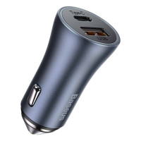 Автомобільний зарядний пристрій Baseus Golden Contactor Pro Dual Quick Charger Car Charger U+C 40W（With Baseus Simple wiring USB For Type-C 5A 1.0m）Da (Колір Темно-серый) - фото № 2