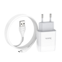 Мережевий зарядний пристрій HOCO C73A Glorious dual port charger set(Micro) 12W White (Цвет 7068) - фото № 4