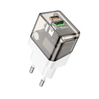 Мережевий зарядний пристрій BOROFONE BA80A Scenery PD20W+QC3.0 charger (EU) Transparent Black