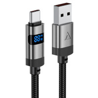 Кабель ACEFAST C15-04 USB-A to USB-C zinc alloy digital display braided charging data cable Black (Цвет 7073) - фото № 3