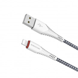 Кабель BOROFONE BX25 Powerful USB to iP 2.4A,1m, nylon, TPE connectors, White