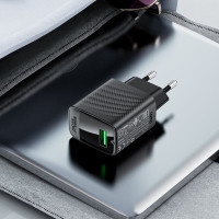 Мережевий зарядний пристрій ACEFAST A90 QC18W GaN single USB-A charger set (P3) (EU) Black (Цвет 7073) - фото № 6