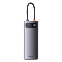 USB-Hub Baseus Metal Gleam Series 7-in-1 Multifunctional Type-C HUB Docking Station Gray （Type-C to HDMI*2+USB3.0*3+PD*1+RJ45*1） (Колір Gray), Атикул k40143 |  купить на VILKI.NET - фото № 1
