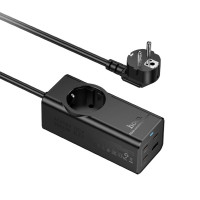 Мережевий подовжувач HOCO NS9 Wisdom 1-position (PD67W/3C1A) desktop socket (EU/GER) Black (Цвет 7073) - фото № 5