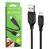 Кабель BOROFONE BX42 USB to Type-C 3A, 1m, silicone, TPE connectors, Black (Цвет 7073) - фото № 5