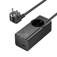 Мережевий подовжувач HOCO NS9 Wisdom 1-position (PD67W/3C1A) desktop socket (EU/GER) Black (Цвет 7073) - фото № 4