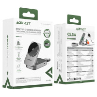 Бездротовий зарядний пристрій ACEFAST E22 Desktop 3-in-1 Wireless Charging holder Metal Gray (Цвет Metal Gray) - фото № 2