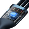 Кабель Baseus Flash Series Ⅱ One-for-three Fast Charging Data Cable USB to M+L+C 66W 1.2m Blue (Синий)- № 6