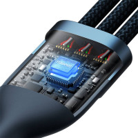 Кабель Baseus Flash Series Ⅱ One-for-three Fast Charging Data Cable USB to M+L+C 66W 1.2m Blue (Цвет Синий) - фото № 6