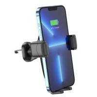 Тримач для мобiльного з БЗП HOCO HW1 Pro wireless fast charge car holder(air outlet) Black (Цвет 7073) - фото № 6