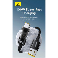 Кабель Baseus Gem Fast-Charging Data Cable USB to USB-C 100W 2m Cluster Black (Колір Cluster Black) - фото № 7