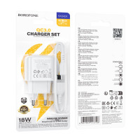 Мережевий зарядний пристрій BOROFONE BAS42A Potential single-port QC3.0 charger set(Micro)(EU) White (Колір 7068) - фото № 7