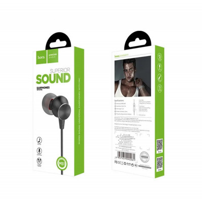 Навушники HOCO M51 Proper sound universal earphones with mic Black - изображение 3