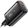 Мережевий зарядний пристрій Essager Shining 65W GaN Travelling Charger Type-c+USB-A EU  black (ECTAC-MYB01-Z) (ECTAC-MYB01-Z)