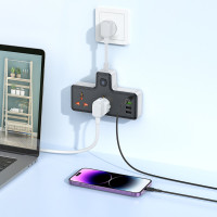 Мережевий подовжувач HOCO  AC12A Reise 2-position expansion socket(PD30W/1C3A) Black (Цвет Черный) - фото № 4