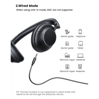Бездротові навушники UGREEN HP202 HiTune Max5 Hybrid Active Noise-Cancelling Headphones Black(UGR-25255) (Колір Черный) - фото № 2