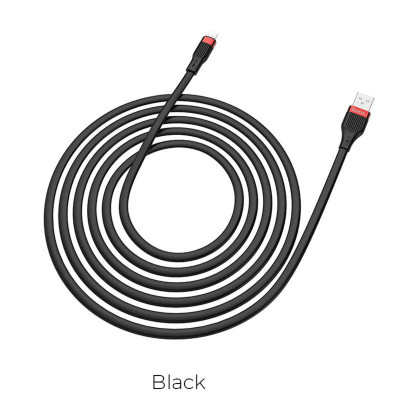 Кабель HOCO U72 USB to iP 2.4A, 1.2m, silicone, TPE connectors, Black - изображение 1