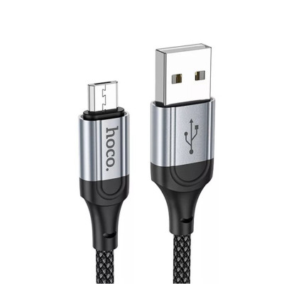 Кабель HOCO X102 USB to Micro 2.4A, 1m, nylon, aluminum connectors, Black - зображення 1