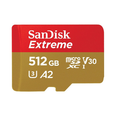microSDXC (UHS-1 U3) SanDisk Extreme A2 512Gb class 10 V30 (R190MB/s,W130MB/s) (adapter SD) - зображення 1