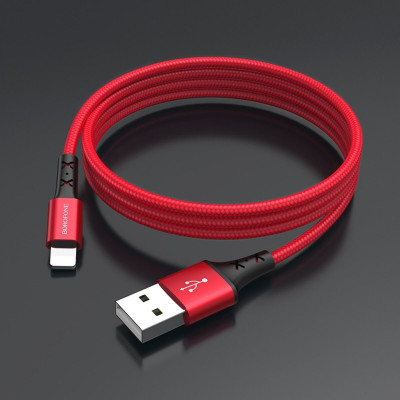 Кабель BOROFONE BX20 USB to iP 2A, 1м, нейлон, разъемы TPE, Красный (BX20LR) - изображение 2