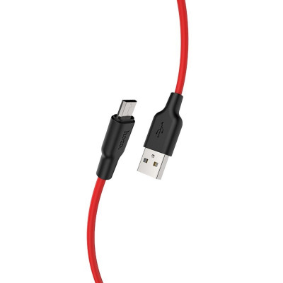 Кабель HOCO X21 Plus USB to Micro 2.4A, 2м, силикон, силиконовые разъемы, Черный+Красный (6931474713841) - изображение 1
