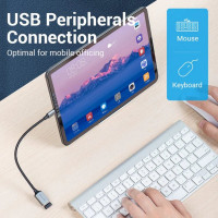 Кабель-перехiдник Vention USB 3.0 C Male to A Female OTG Cable 0.15M Gray Aluminum Alloy Type (CCXHB) (Цвет Серыйм) - фото № 4