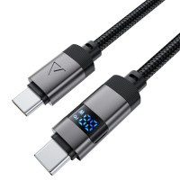 Кабель ACEFAST C15-03 USB-C to USB-C zinc alloy digital display braided charging data cable Black (Колір 7073) - фото № 3