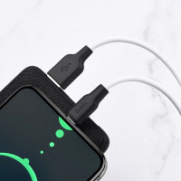 Кабель HOCO X21 Plus USB to Type-C 3A, 2m, silicone, silicone connectors, Black+White (Колір Черный) - фото № 3