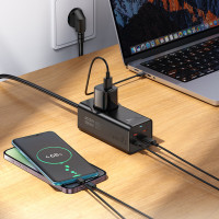 Мережевий подовжувач HOCO NS9 Wisdom 1-position (PD67W/3C1A) desktop socket (EU/GER) Black (Цвет 7073) - фото № 8