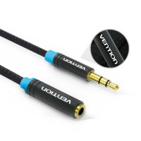 Аудіокабель Vention Cotton Braided 3.5mm Audio Extension Cable 5M Black Metal Type (VAB-B06-B500-M) (Колір Black) - фото № 2