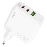 Мережевий зарядний пристрій HOCO C115A Header PD65W  GaN three-port(2C1A) charger White (Цвет Белый) - фото № 2