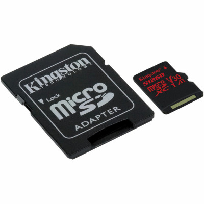 microSDXC (UHS-1 U3) Kingston Canvas React 512Gb class 10 (R100MB/s, W80MB/s) (adapter SD) - зображення 1