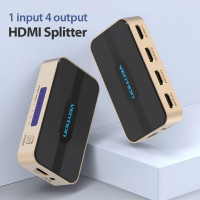 Сплітер Vention 1 In 4 Out HDMI Splitter 4K@30Hz Gold Aluminum Alloy Type EU Standard (ACCG0-EU)  - фото № 2