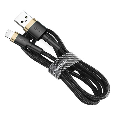 Кабель Baseus Cafule Cable USB For Lightning 2.4A 1m Gold+Black - зображення 3