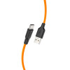 Кабель HOCO X21 Plus USB to Type-C 3A, 1м, силикон, силиконовые разъемы, Черный+Оранжевый (6931474711953)
