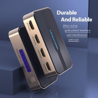 Сплітер Vention 1 In 4 Out HDMI Splitter 4K@30Hz Gold Aluminum Alloy Type EU Standard (ACCG0-EU)  - фото № 5