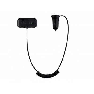 АЗП з FM-модулятором Baseus T typed S-16 wireless MP3 car charger（English) Black - зображення 1