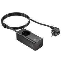 Мережевий подовжувач HOCO NS9 Wisdom 1-position (PD67W/3C1A) desktop socket (EU/GER) Black (Цвет 7073) - фото № 7