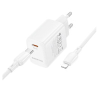 Мережевий зарядний пристрій BOROFONE BN26 Fuente single-port PD20W charger set (C to iP) (EU) White (Колір Білий) - фото № 4