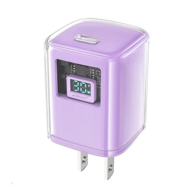 Мережевий зарядний пристрій ACEFAST A53 Sparkling series PD30W GaN (USB-C) charger Alfalfa Purple - зображення 1